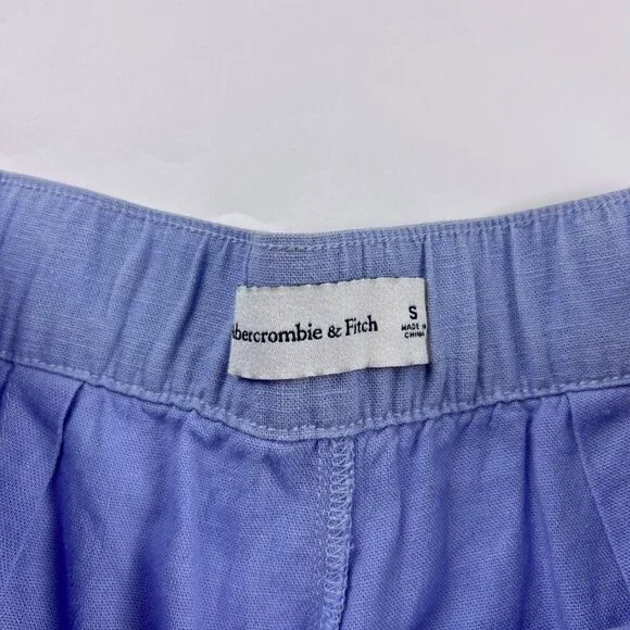 Abercrombie Sky Blue Linen Blend High Rise Wide Leg Summer Trouser Pant S - Picture 4 of 8